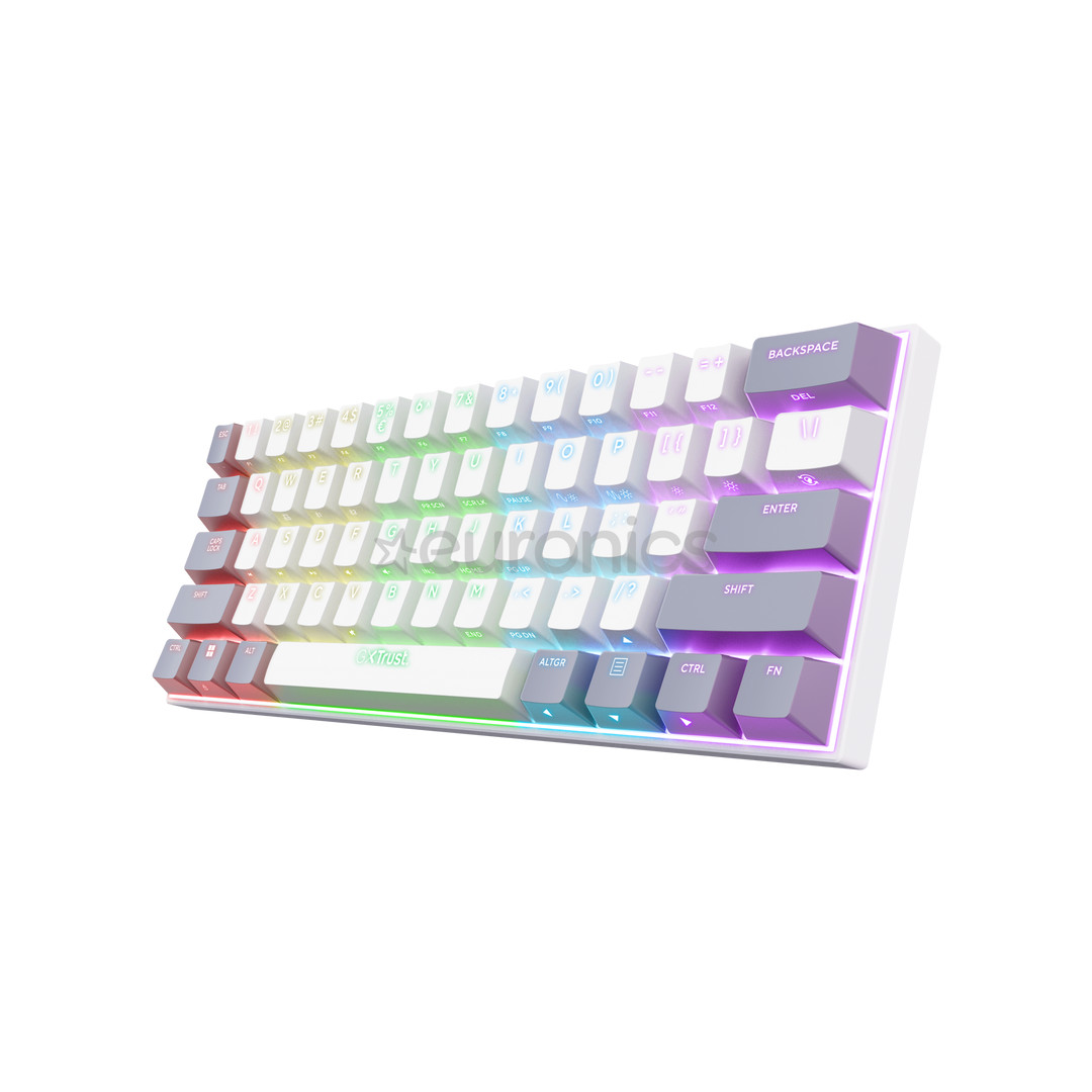 Trust GXT873 Acira 60% Mini, US, белый - Беспроводная клавиатура