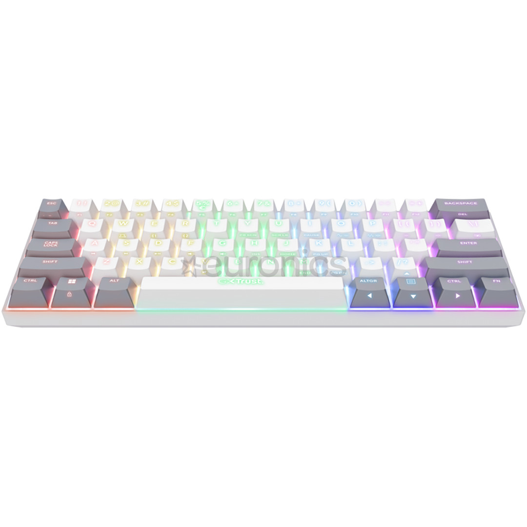 Trust GXT873 Acira 60% Mini, US, белый - Беспроводная клавиатура