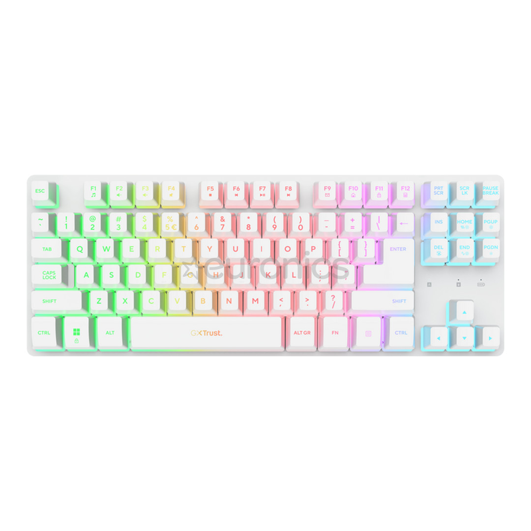 Trust GXT 831 Thado Wireless, TKL, US, белый - Беспроводная клавиатура 26083