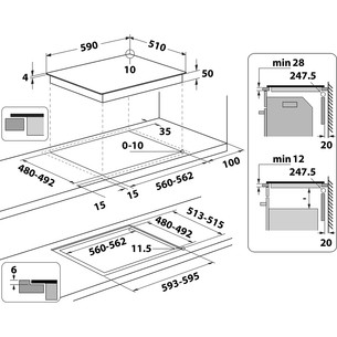 Whirlpool, laius 59 cm, must - Integreeritav induktsioonpliidiplaat