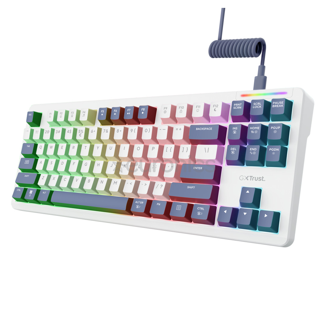 Trust GXT 872 Zyra ,TKL, US, valge - Klaviatuur