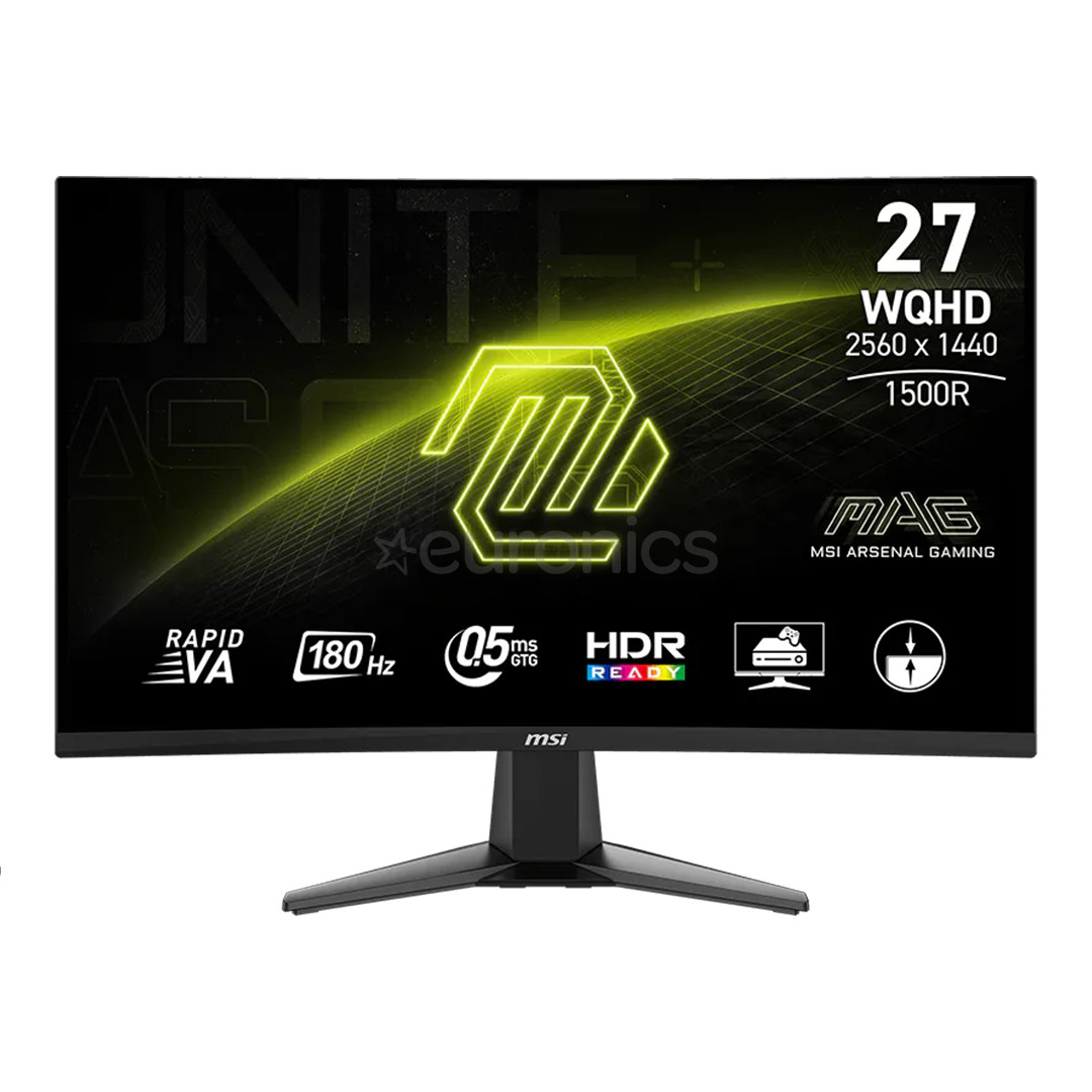 MSI MAG 27CQ6F, 27'', WQHD, Rapid VA, 180 Hz, nõgus, must - Monitor 9S6-3CD91M-030