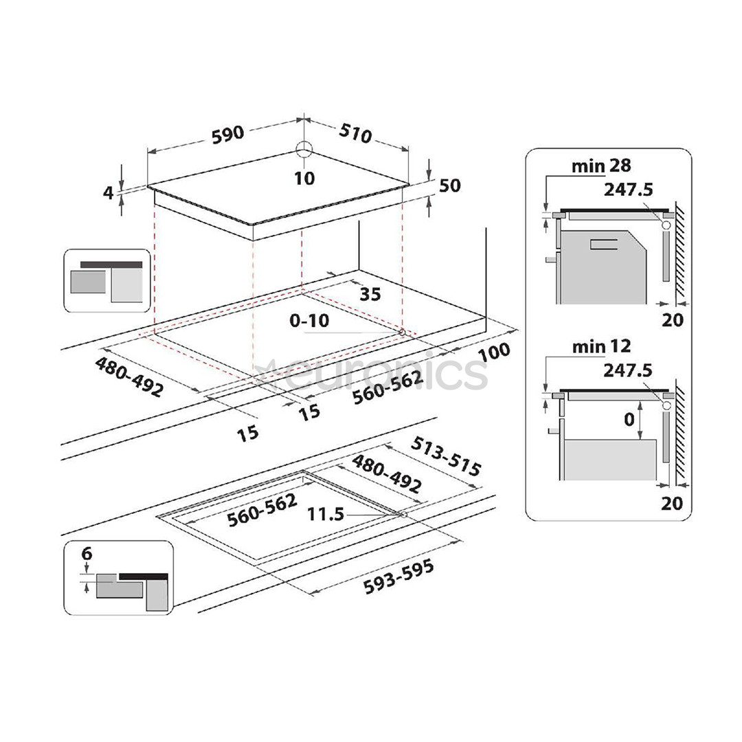 Whirlpool, width 59 cm, black - Built-in induction hob