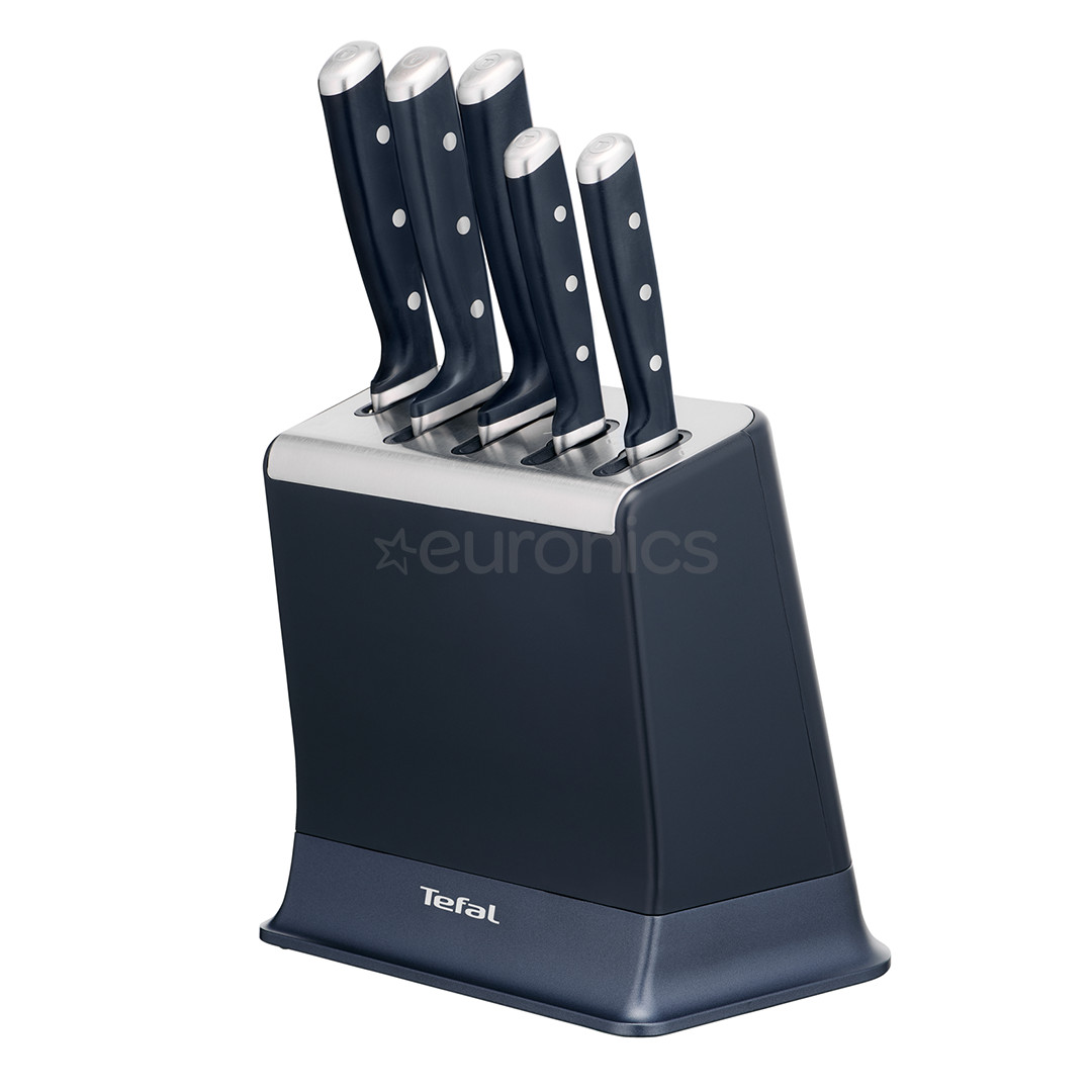 Tefal EverSharp, 5-osaline, roostevaba teras - Nugade komplekt ja noaplokk