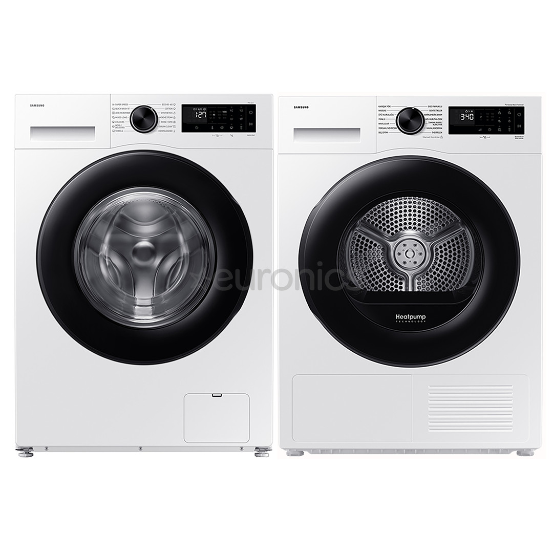 Samsung, 10 kg + 9 kg - Washing machine + clothes dryer WW10FG5U34A+DV90DG5