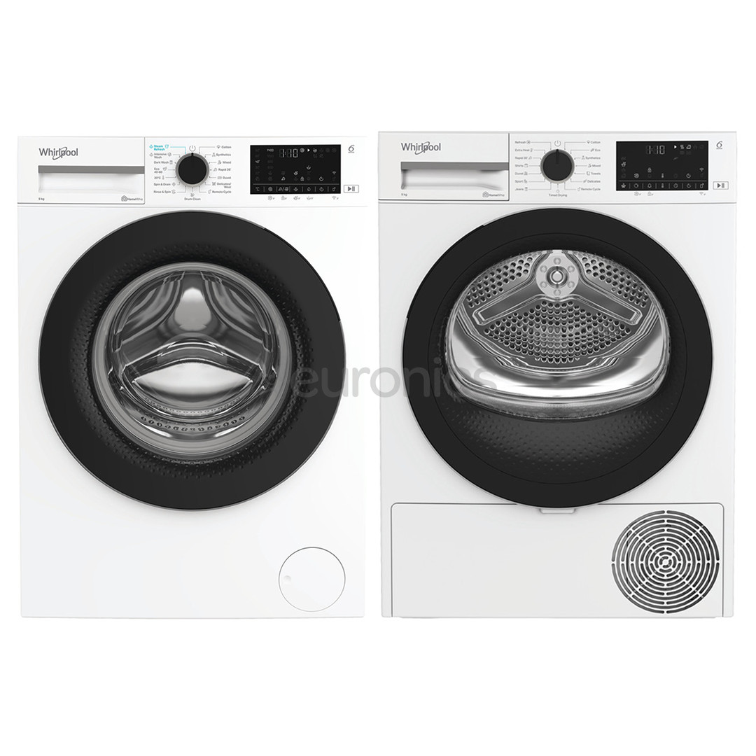 Whirlpool, 9 kg + 9 kg - Washing machine + clothes dryer WAM97WBEE+WPD9WBSEE