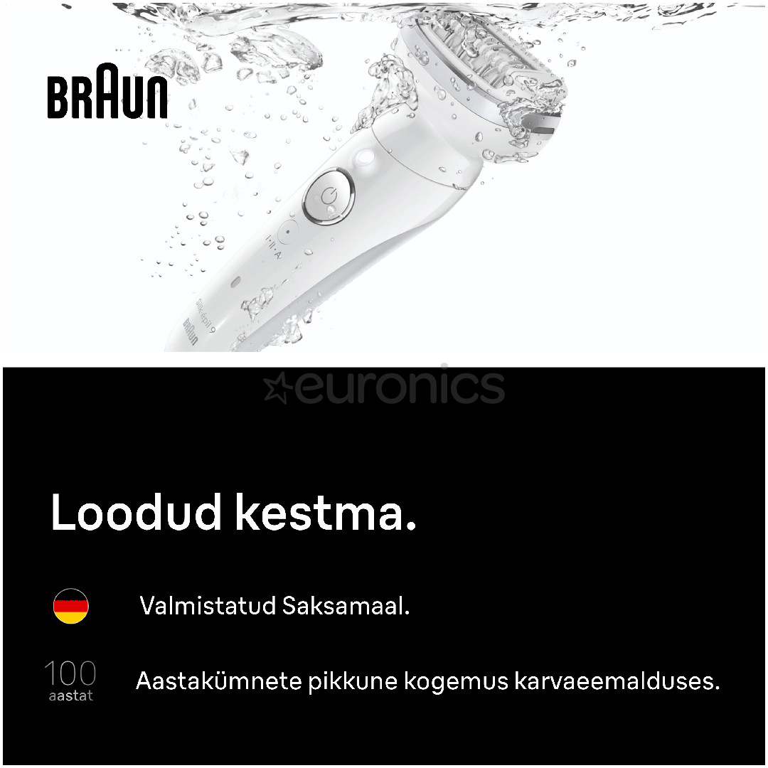 Braun Silk-epil 9, Wet & Dry, белый - Эпилятор