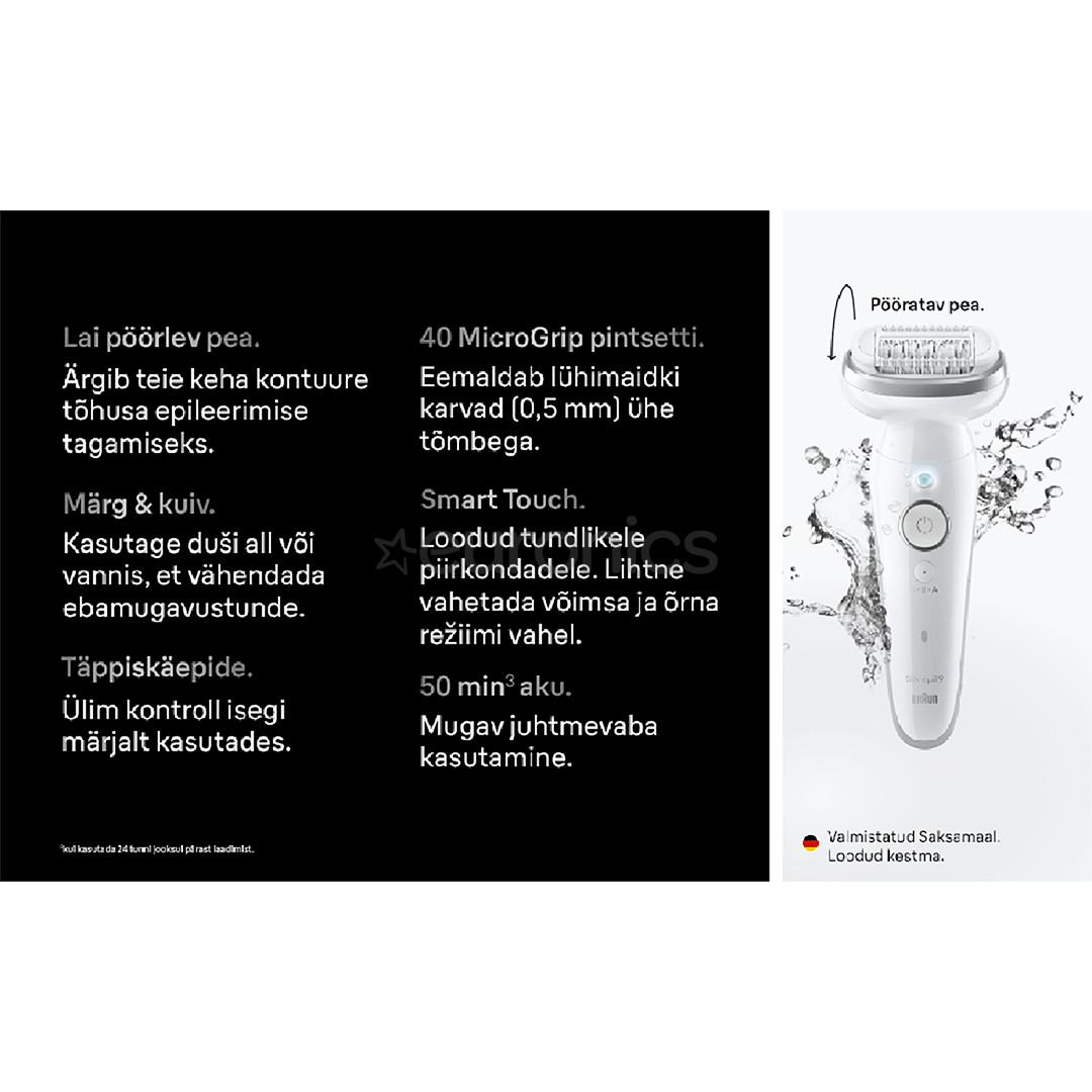 Braun Silk-epil 9, Wet & Dry, белый - Эпилятор
