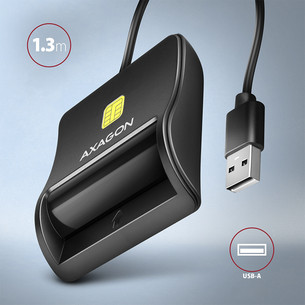 AXAGON CRE-SM3N, USB-A, must - ID-kaardi lugeja