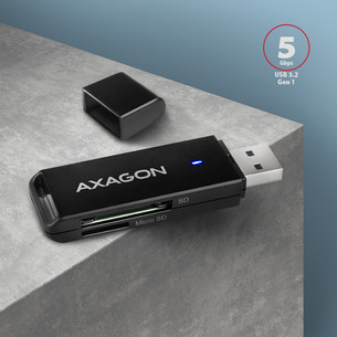 AXAGON CRE-S2N, USB-A, must - Mälukaardilugeja