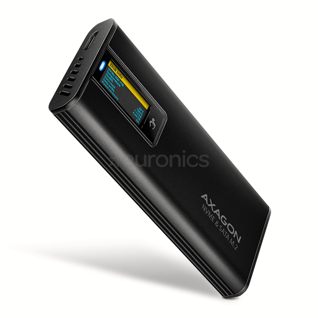 Axagon EEM2-SD2B, USB-C, 10Gbps, M.2 NVMe & SATA, must - SSD korpus EEM2-SD2B