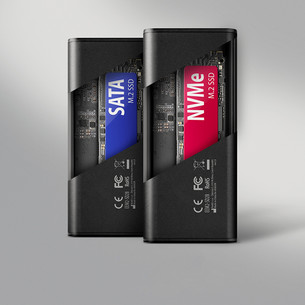 Axagon EEM2-SD2B, USB-C, 10Gbps, M.2 NVMe & SATA, must - SSD korpus