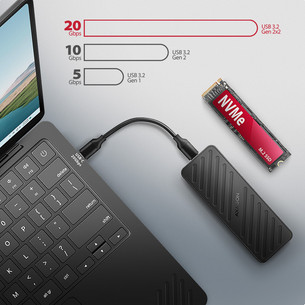 Axagon EEM2-20G, USB-C, 20Gbps, M.2 NVMe, must - SSD korpus