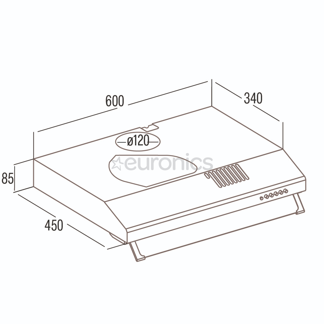 Cata, 162 m³/h, width 60 cm, stainless steel - Built-in cooker hood