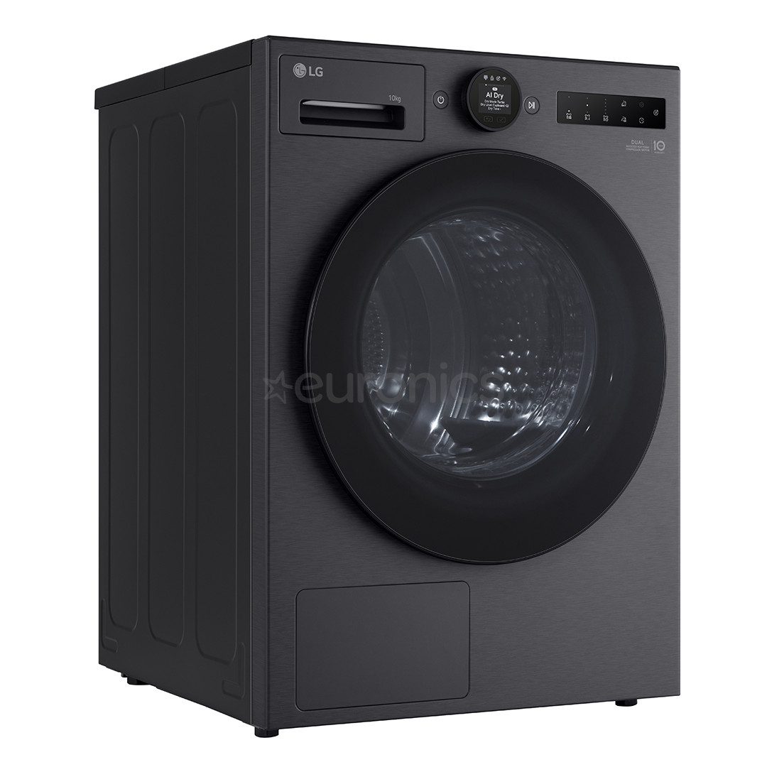 LG, Heat pump, 10 kg, depth 66 cm, matte black - Clothes dryer