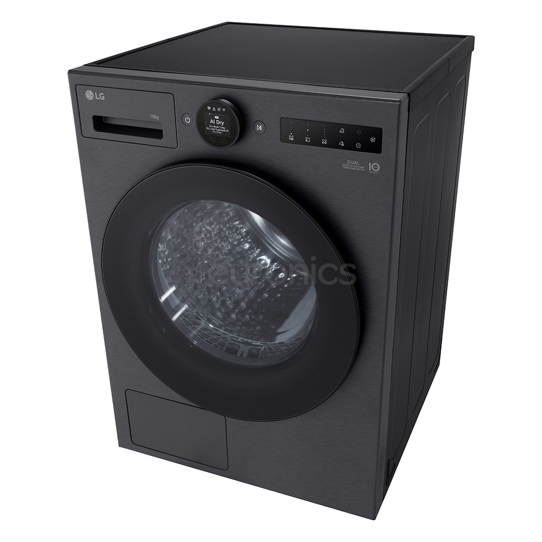 LG, Heat pump, 10 kg, depth 66 cm, matte black - Clothes dryer