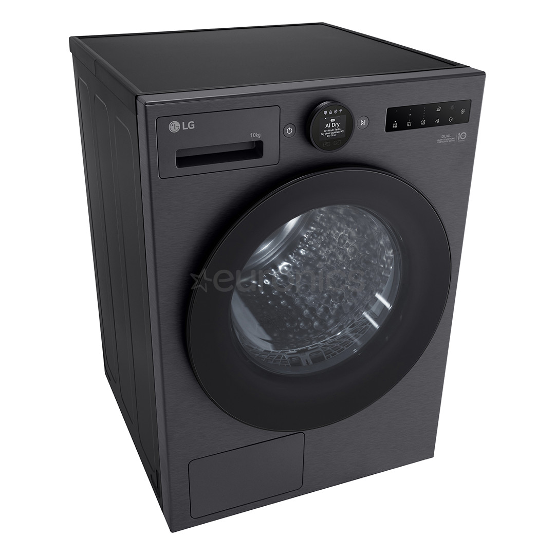 LG, Heat pump, 10 kg, depth 66 cm, matte black - Clothes dryer