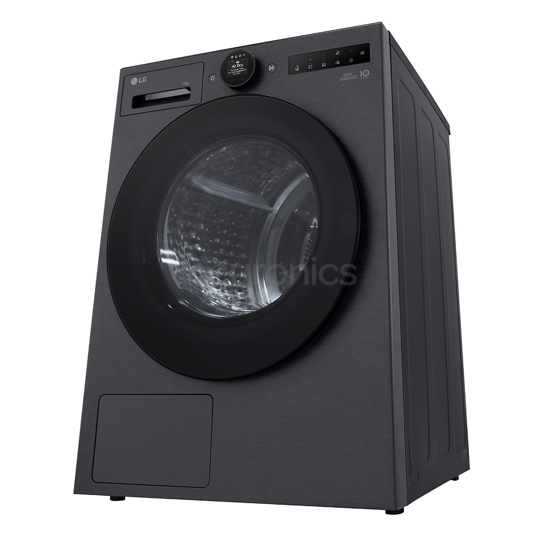 LG, Heat pump, 10 kg, depth 66 cm, matte black - Clothes dryer