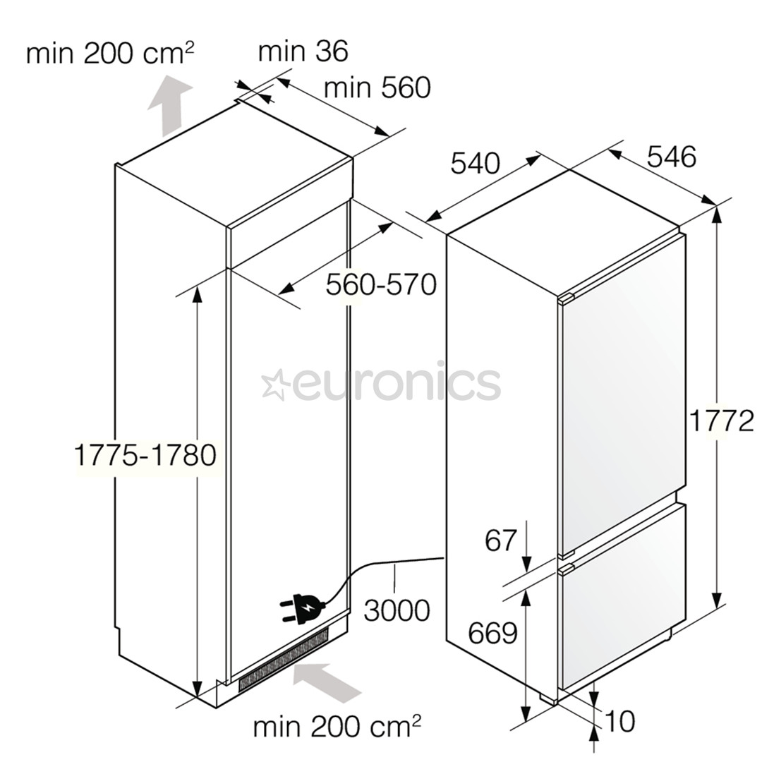 Asko, NoFrost, 242 L, height 178 cm - Built-in refrigerator