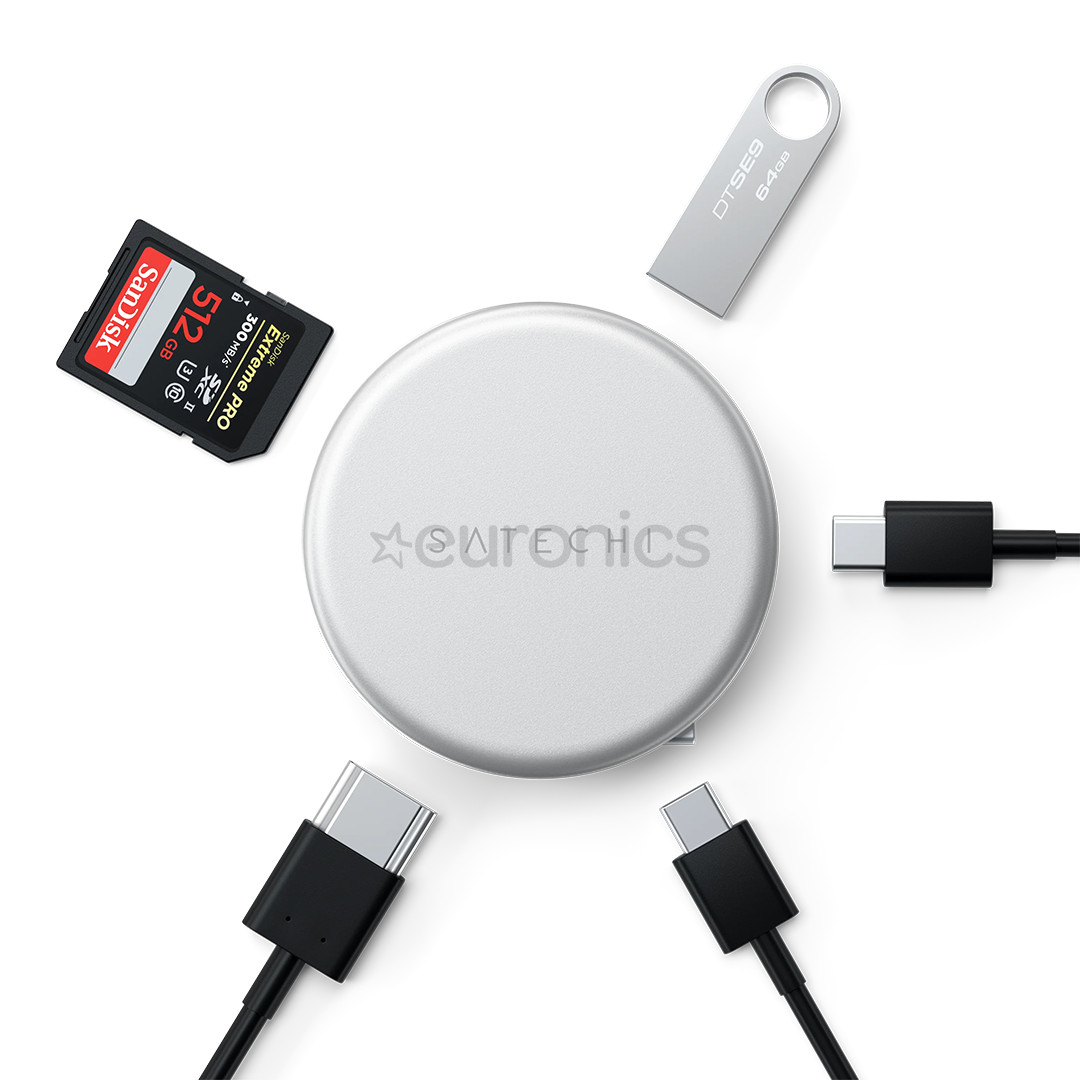 Satechi OntheGo 5-in-1 Multiport Adapter, hõbe - Adapter