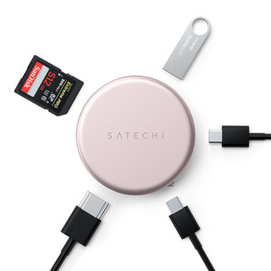 Satechi OntheGo 5-in-1 Multiport Adapter, roosa - Adapter