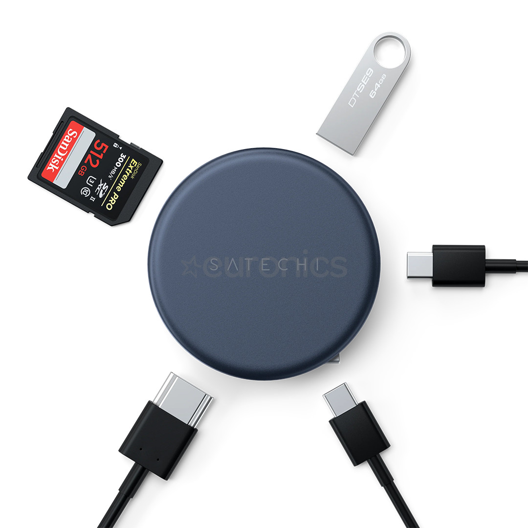 Satechi OntheGo 5-in-1 Multiport Adapter, tumesinine - Adapter