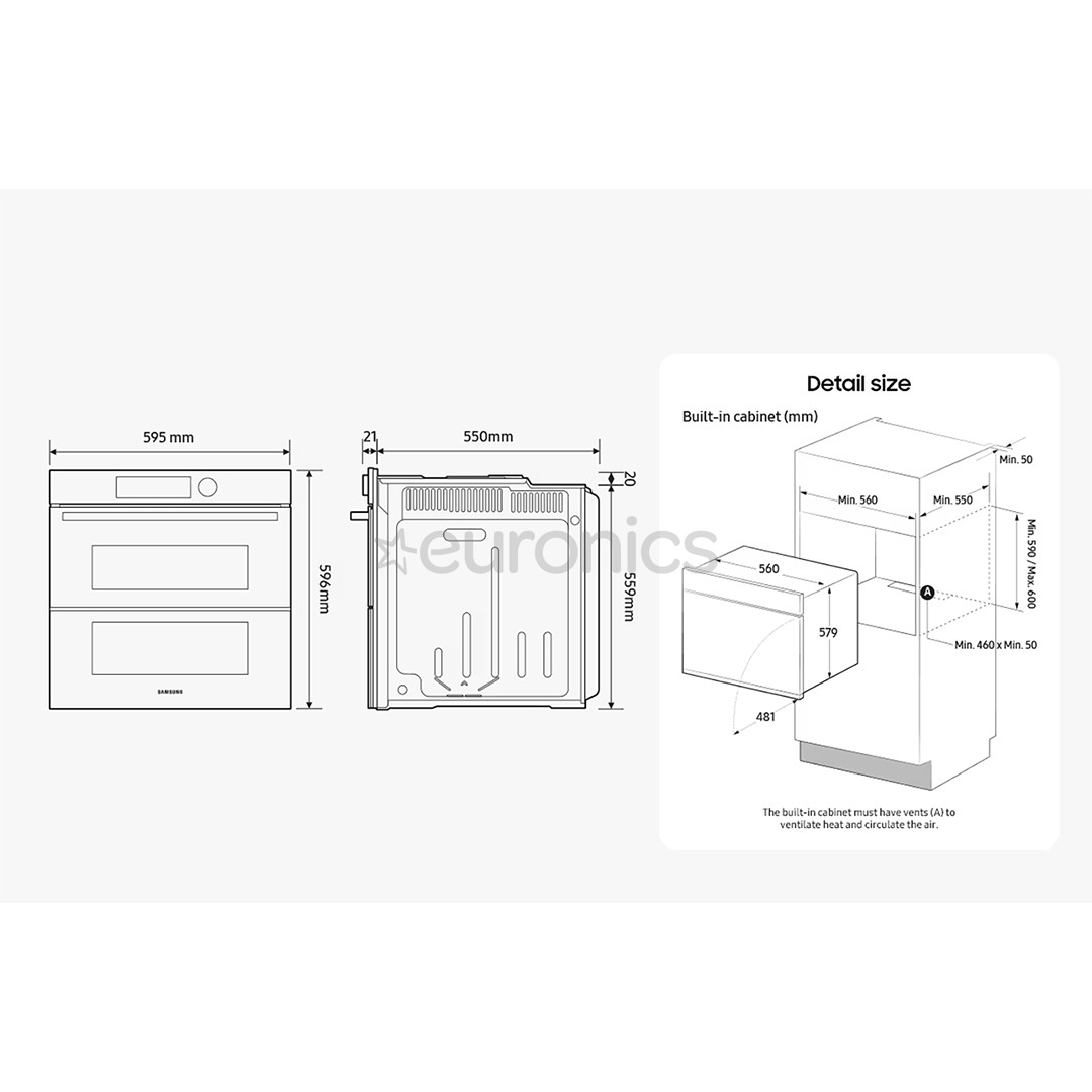 Samsung Dual Cook Flex, katalüütiline puhastus, 76 L, must - Integreeritav ahi