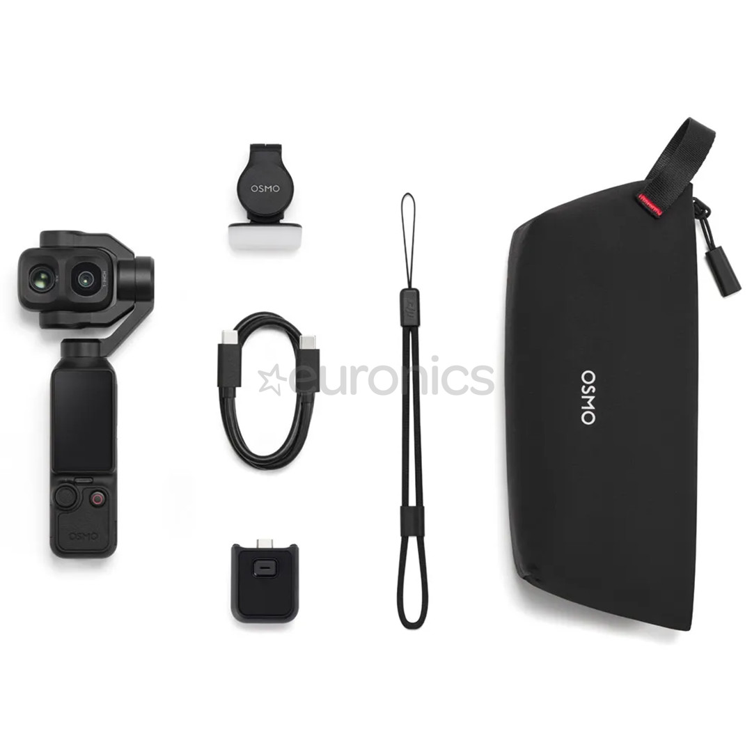 DJI Osmo Pocket 4P Standard Combo, must - Stabilisaatoriga kaamera