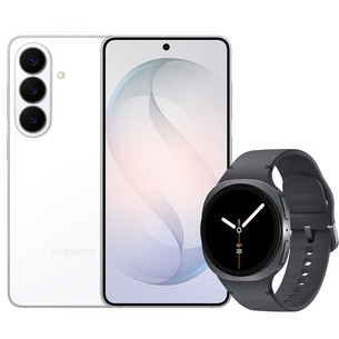 Samsung Galaxy S26, 256 GB, valge + Watch8, 40mm, LTE, tumehall - Nutiseadmete komplekt SM-S942BZWG-SM-L325F