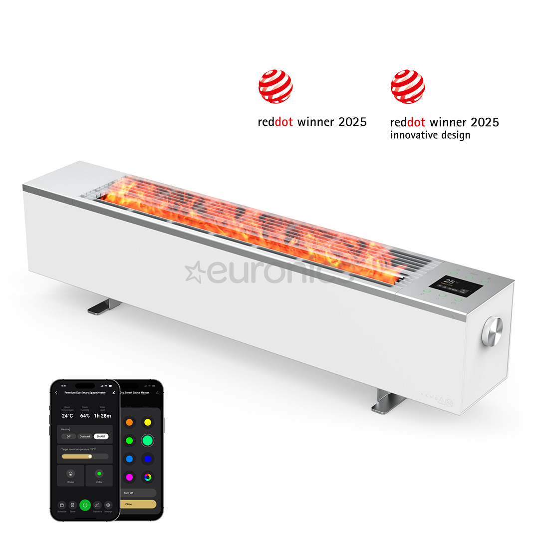 Aeno, 2000 W, white - Premium ECO Smart heater with real fire effect