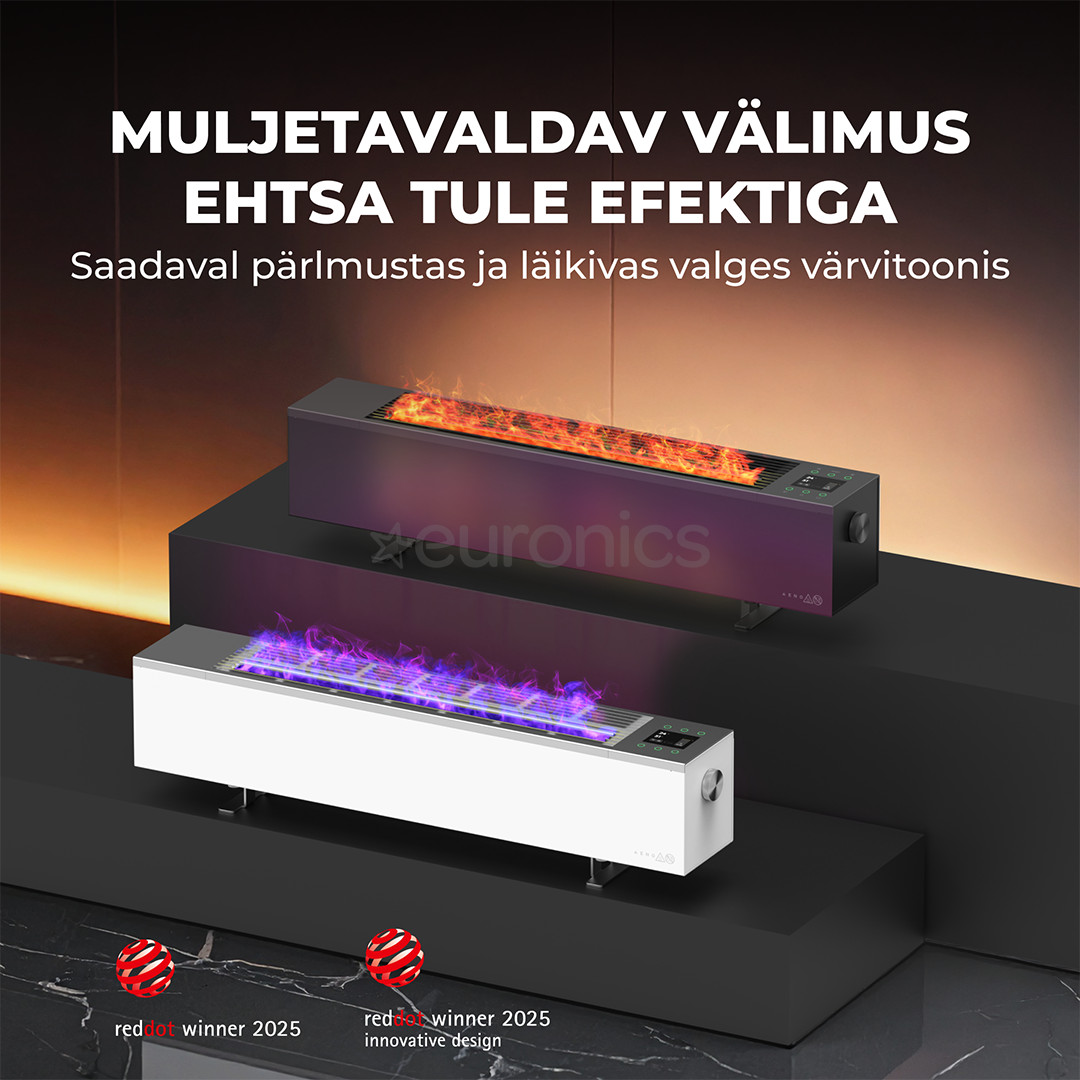 Aeno, 2000 W, white - Premium ECO Smart heater with real fire effect