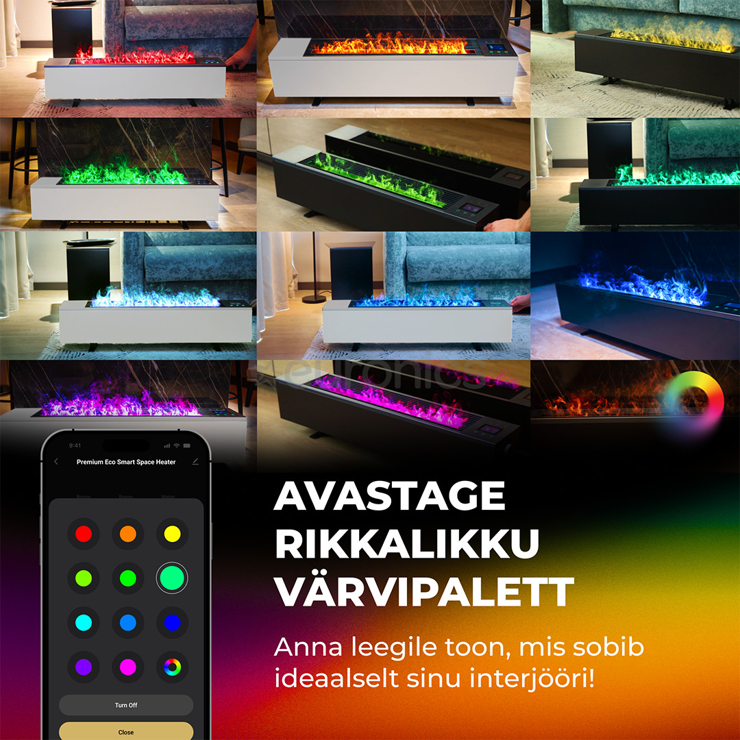 Aeno, 2000 W, white - Premium ECO Smart heater with real fire effect