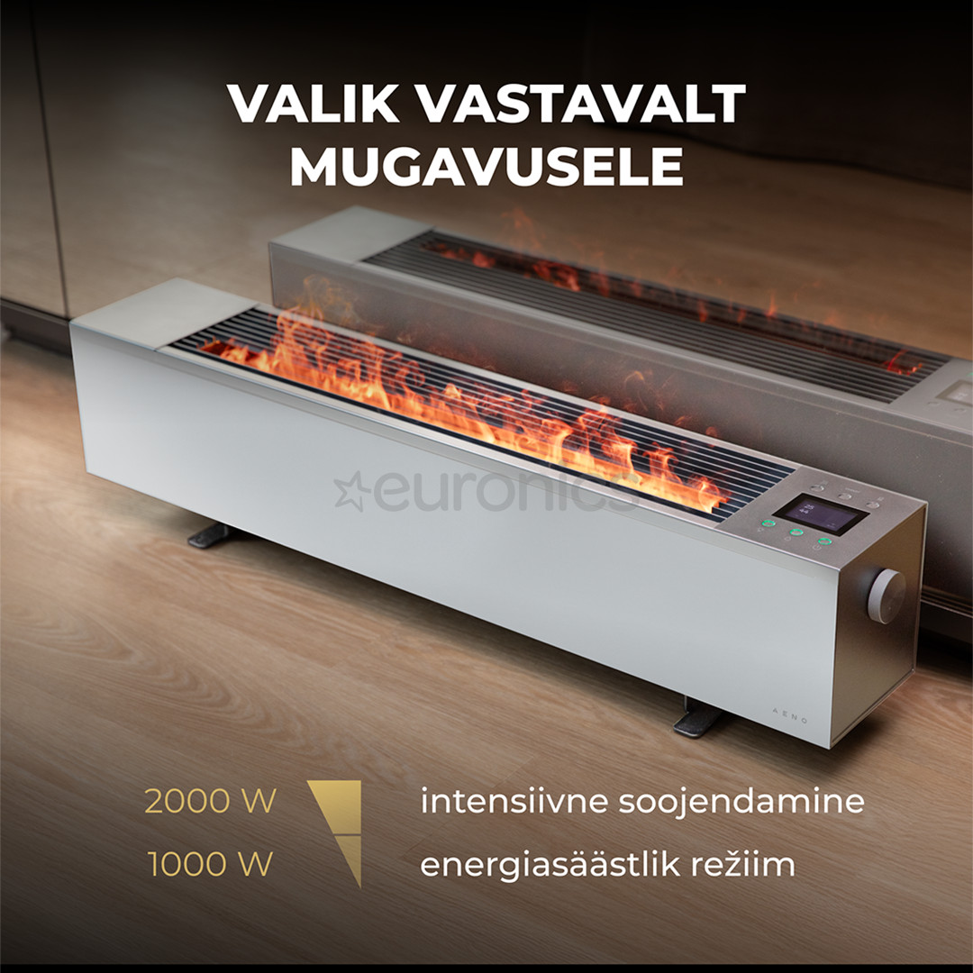 Aeno, 2000 W, white - Premium ECO Smart heater with real fire effect