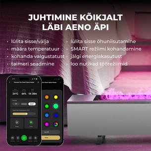 Aeno, 2000 W, white - Premium ECO Smart heater with real fire effect
