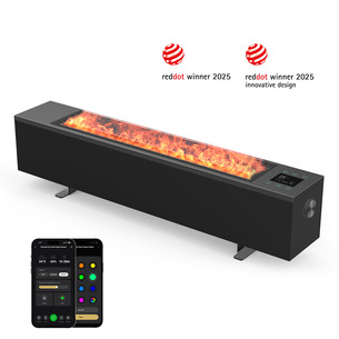 Aeno, 2000 W, black - Premium ECO Smart heater with real fire effect AFH0002S