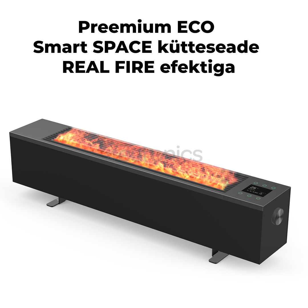Aeno, 2000 W, black - Premium ECO Smart heater with real fire effect