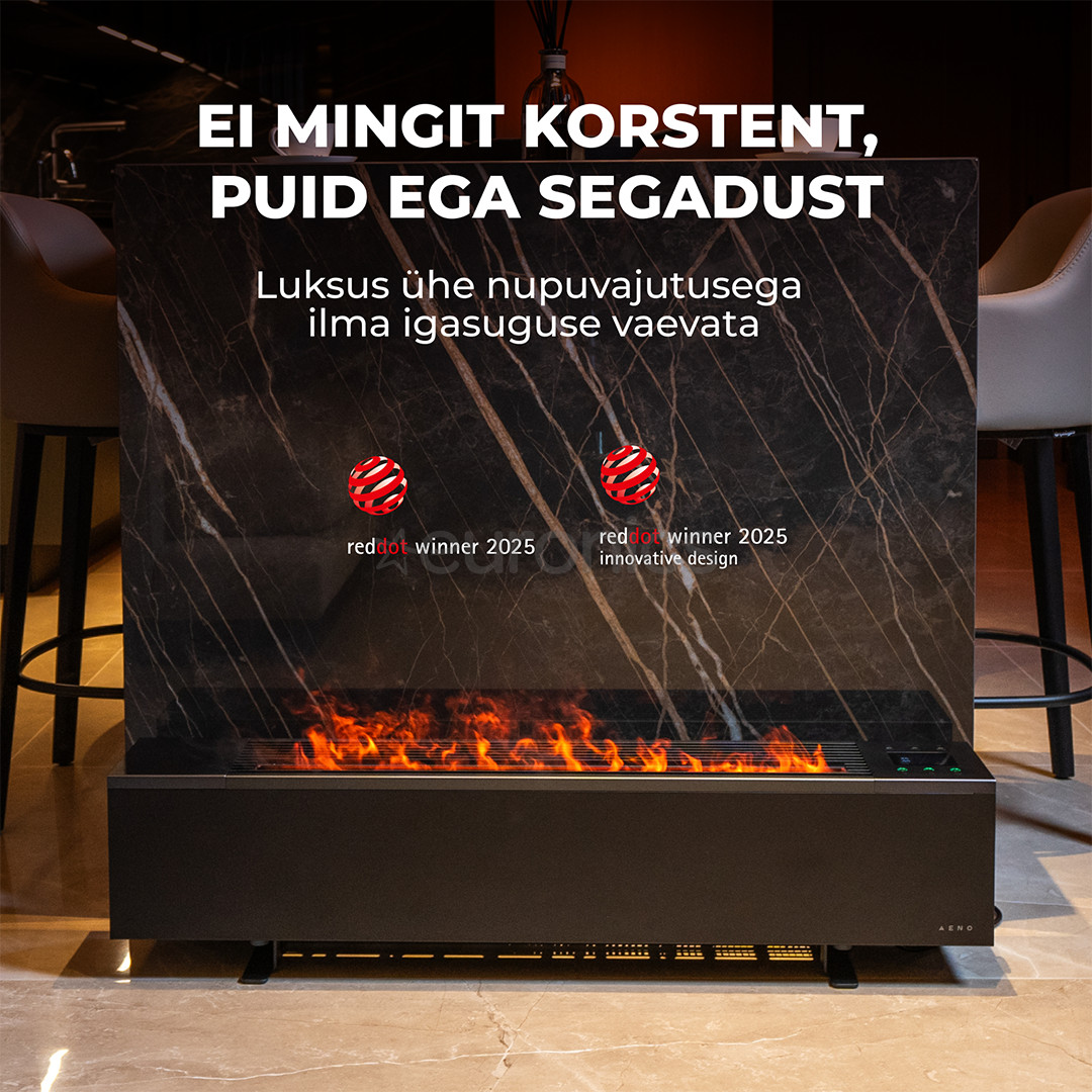 Aeno, 2000 W, black - Premium ECO Smart heater with real fire effect