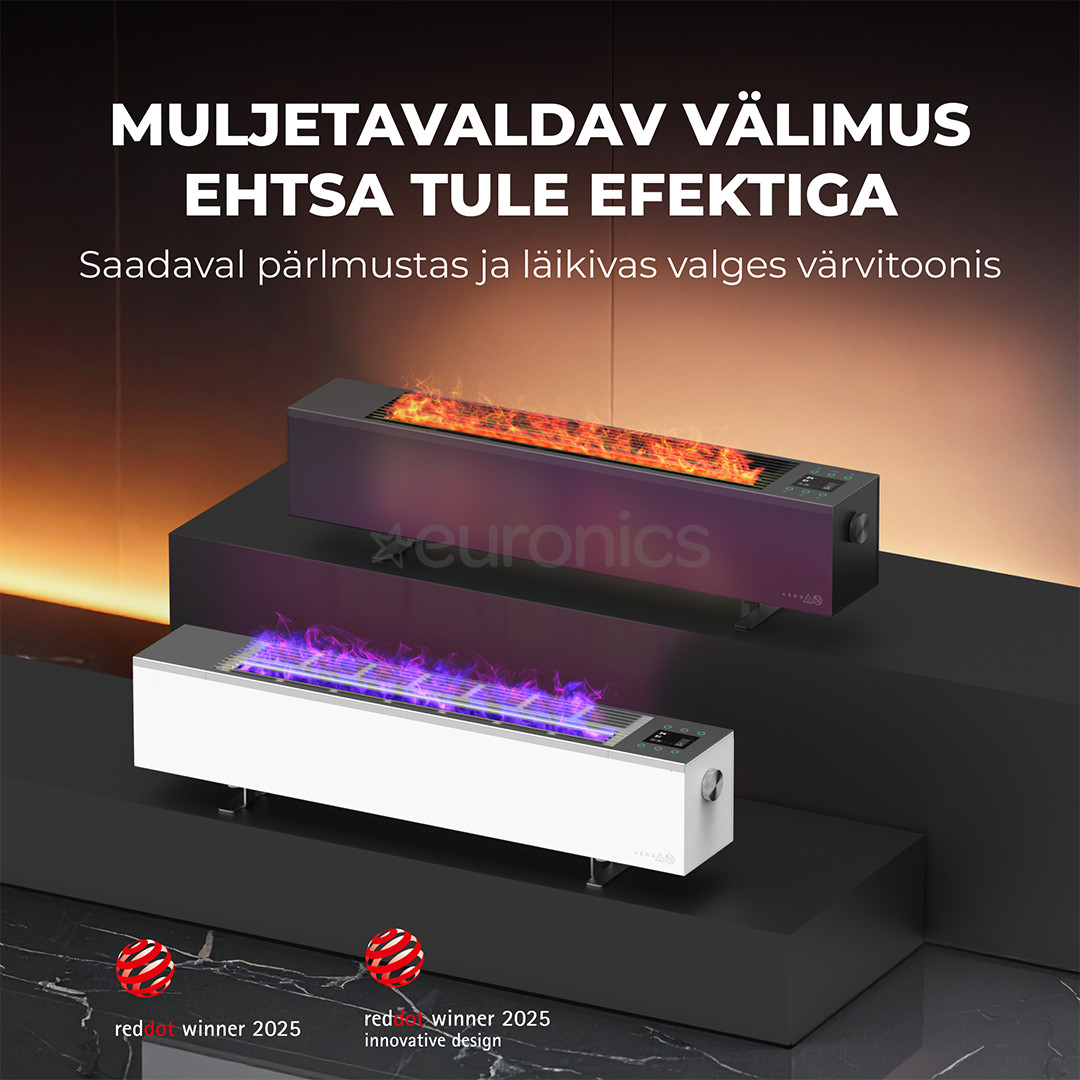 Aeno, 2000 W, black - Premium ECO Smart heater with real fire effect