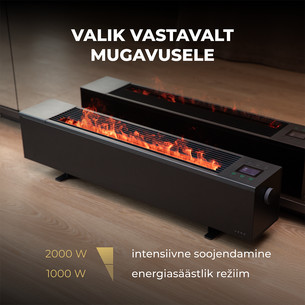 Aeno, 2000 W, black - Premium ECO Smart heater with real fire effect