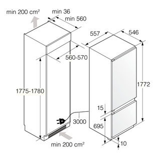 Asko NoFrost, 242 L, kõrgus 177 cm - Integreeritav külmik