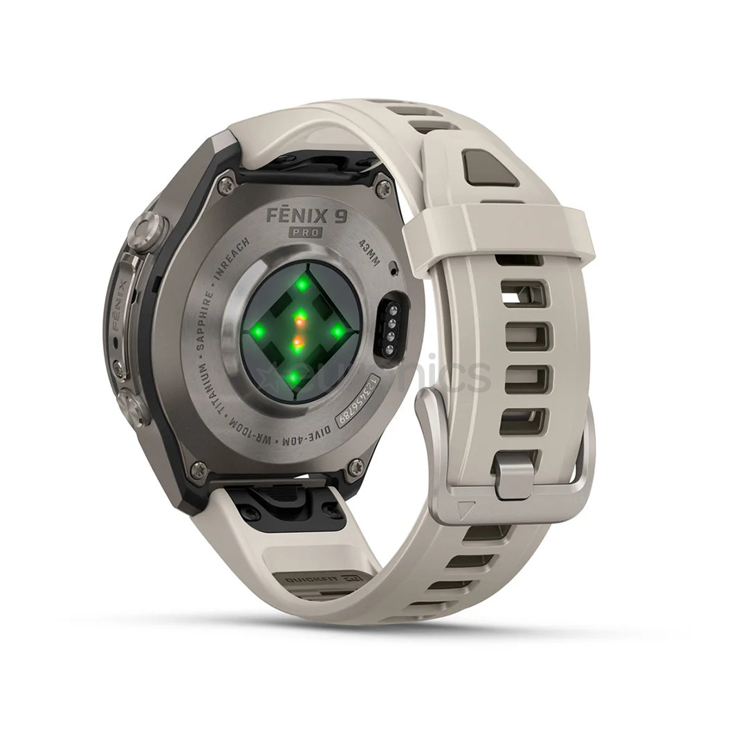 Garmin Fenix 9 Pro, 43 mm, LTE, titanium, fog grey / dark sandstone - Sports watch