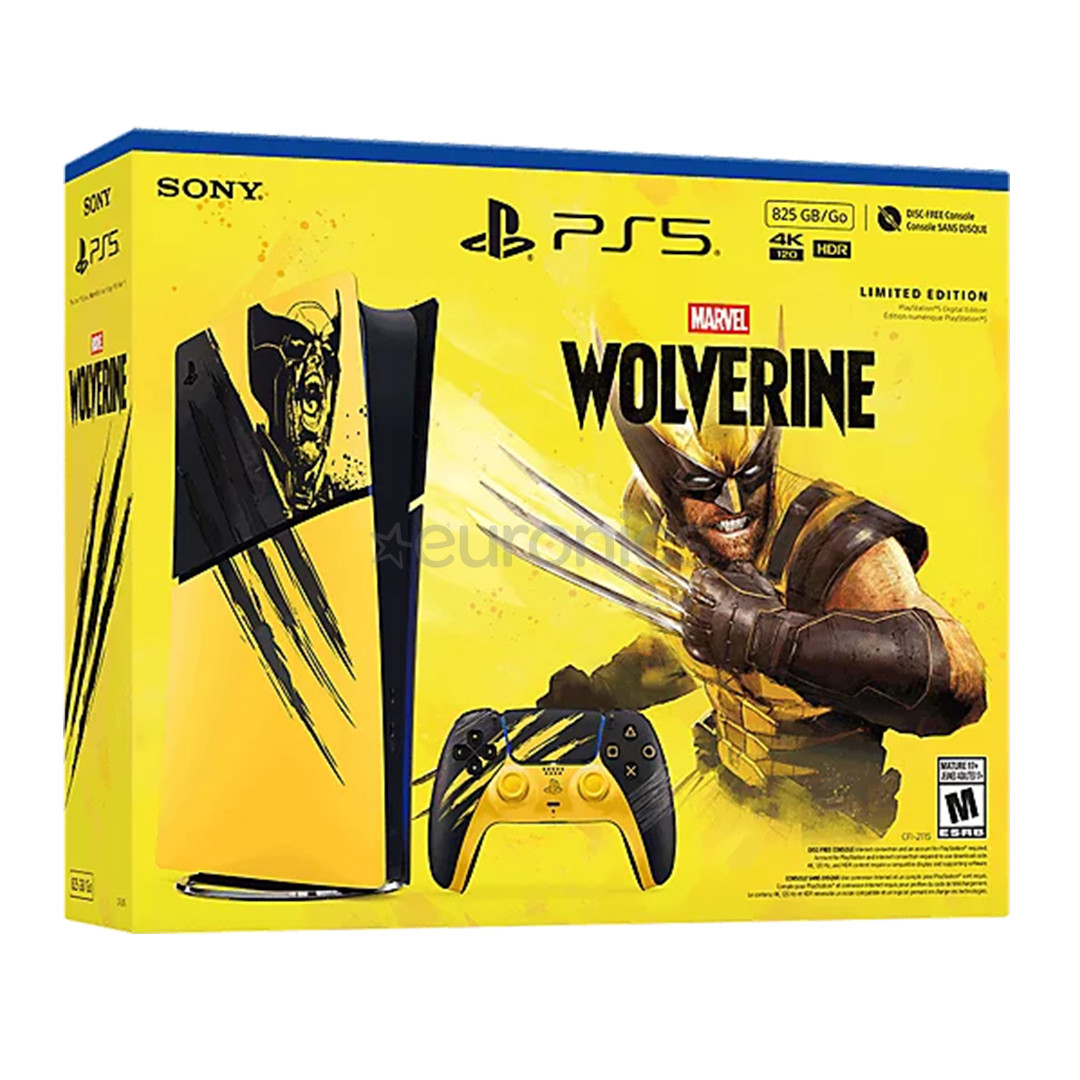 Sony PlayStation 5 Slim Digital Marvel’s Wolverine Battle Yellow Limited Edition Bundle, 825 GB, kollane / must - Mängukonsool