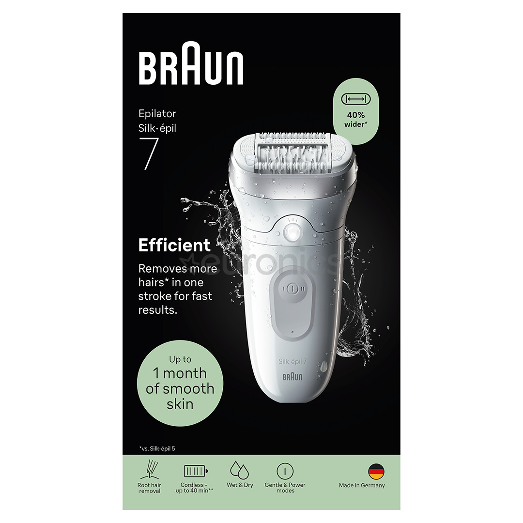 Braun Silk epil 7, Wet & Dry, white/grey - Epilator