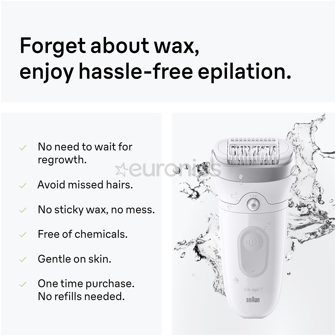 Braun Silk epil 7, Wet & Dry, white/grey - Epilator