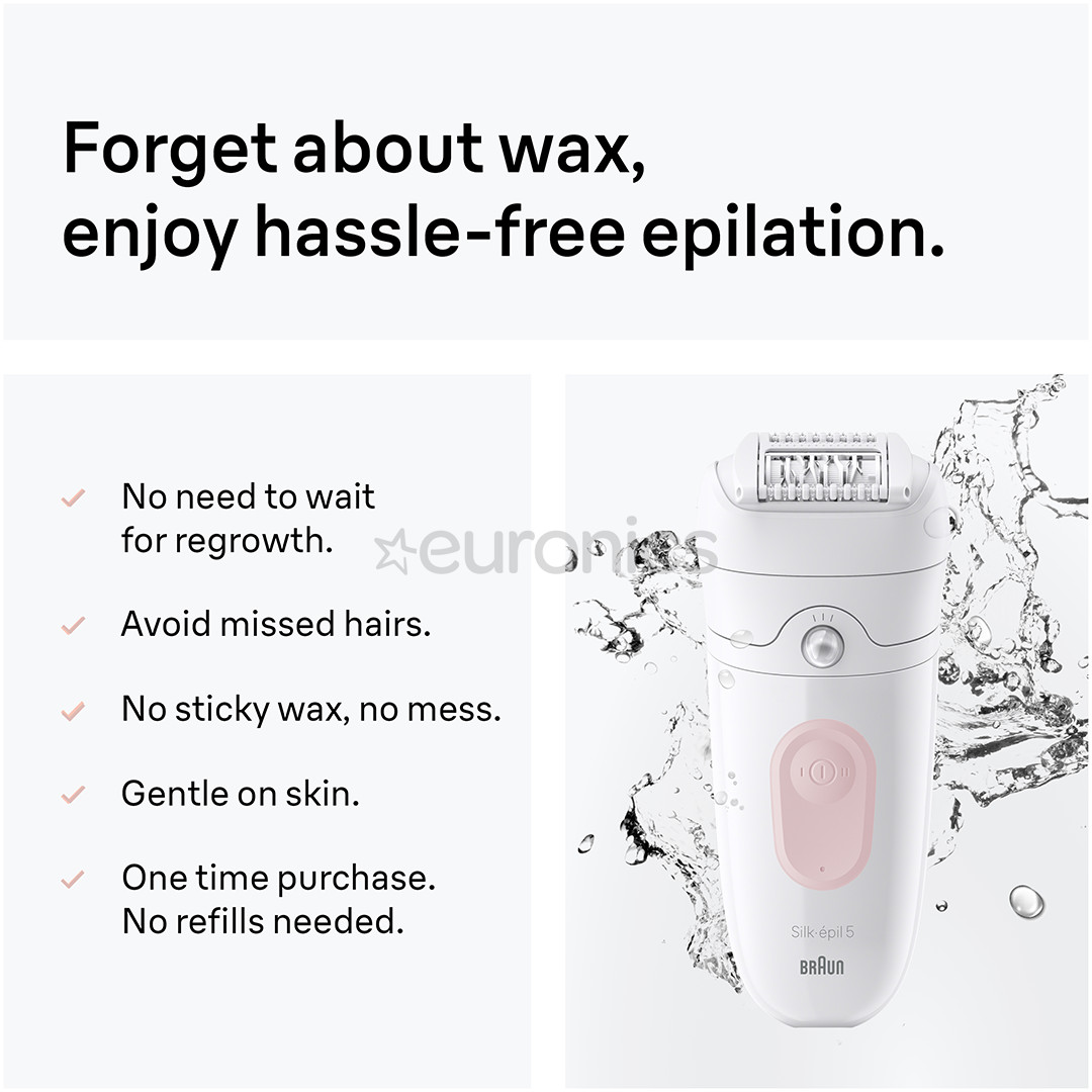 Braun Silk epil 5, Wet & Dry, white/pink - Epilator