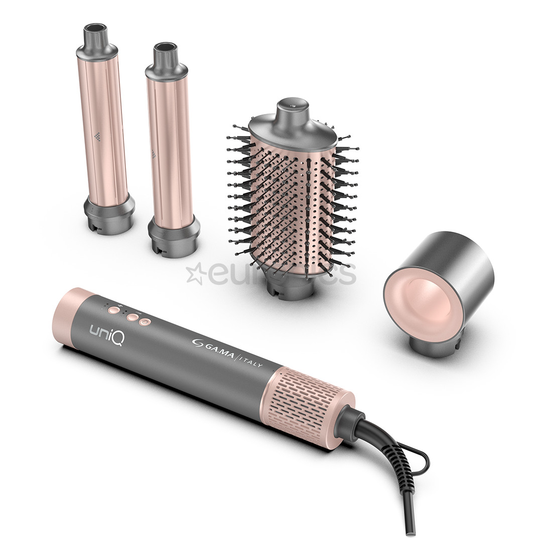 GA.MA uniQ Flow, 1550 W, 4 в 1, серый/розовый - Стайлер для волос