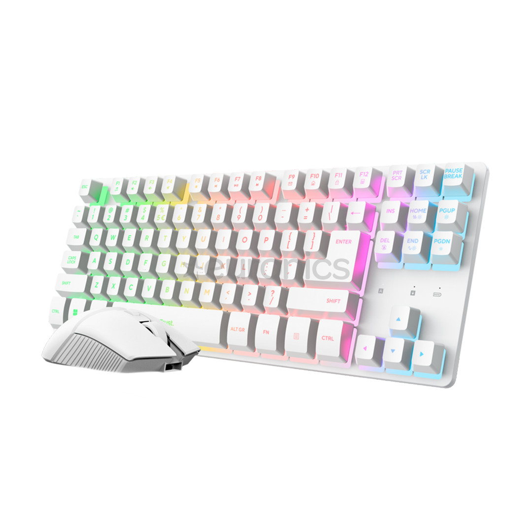 Trust GXT 882 3-in-1 Miami, TKL, US, XXL hiirematt, valge - Juhtmevaba desktop