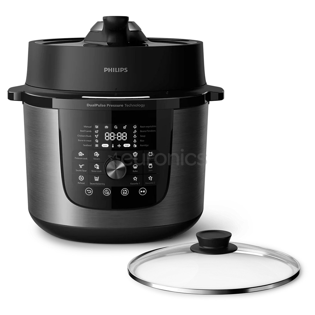 \Philips 3000 Series Multi Cooker, 1300 Вт, 8 л, черный/темно-серый - Мультиварка
