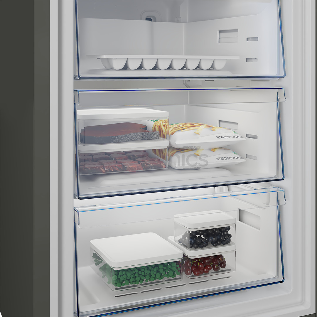 Beko, NoFrost, 370 л, высота 187 см, темная нерж. сталь - Холодильник