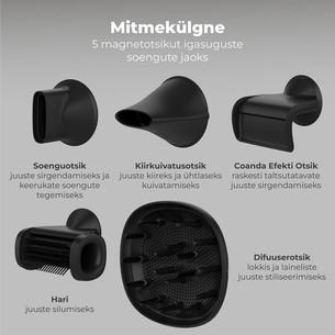 Aeno HD5B AI ProDryer, 1500 W, must - Föön